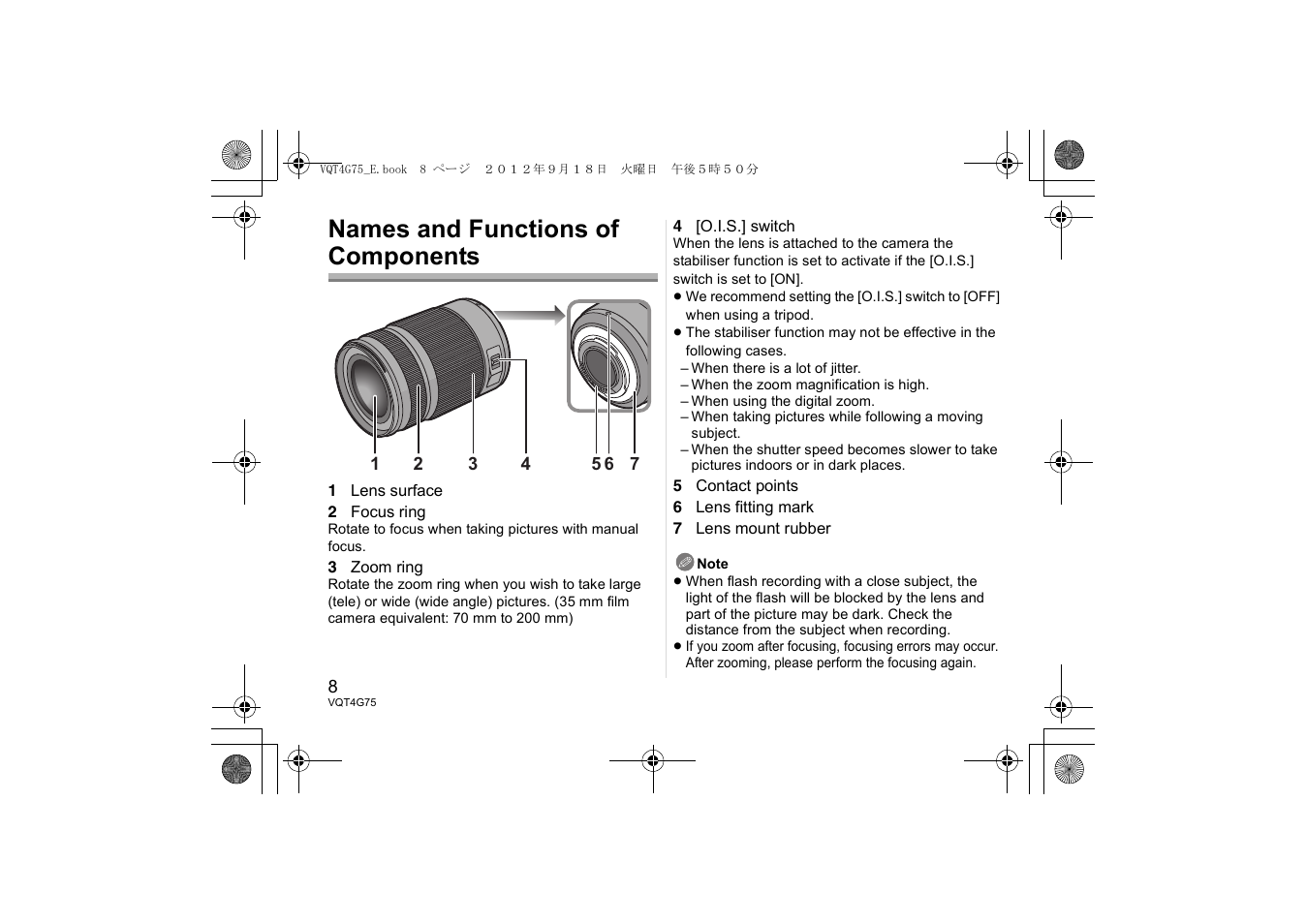 Names and functions of components | Panasonic HHS35100E User Manual | Page 8 / 72