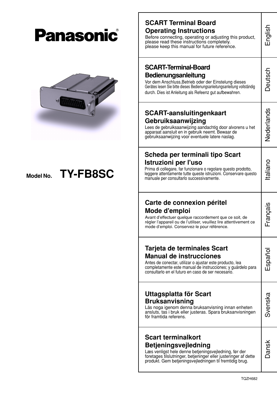 Panasonic TYFB8SC User Manual | 20 pages