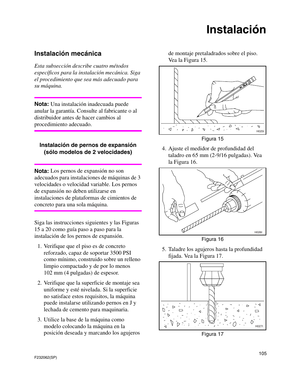 Instalación, Instalación mecánica | Alliance Laundry Systems HC35 User Manual | Page 107 / 150