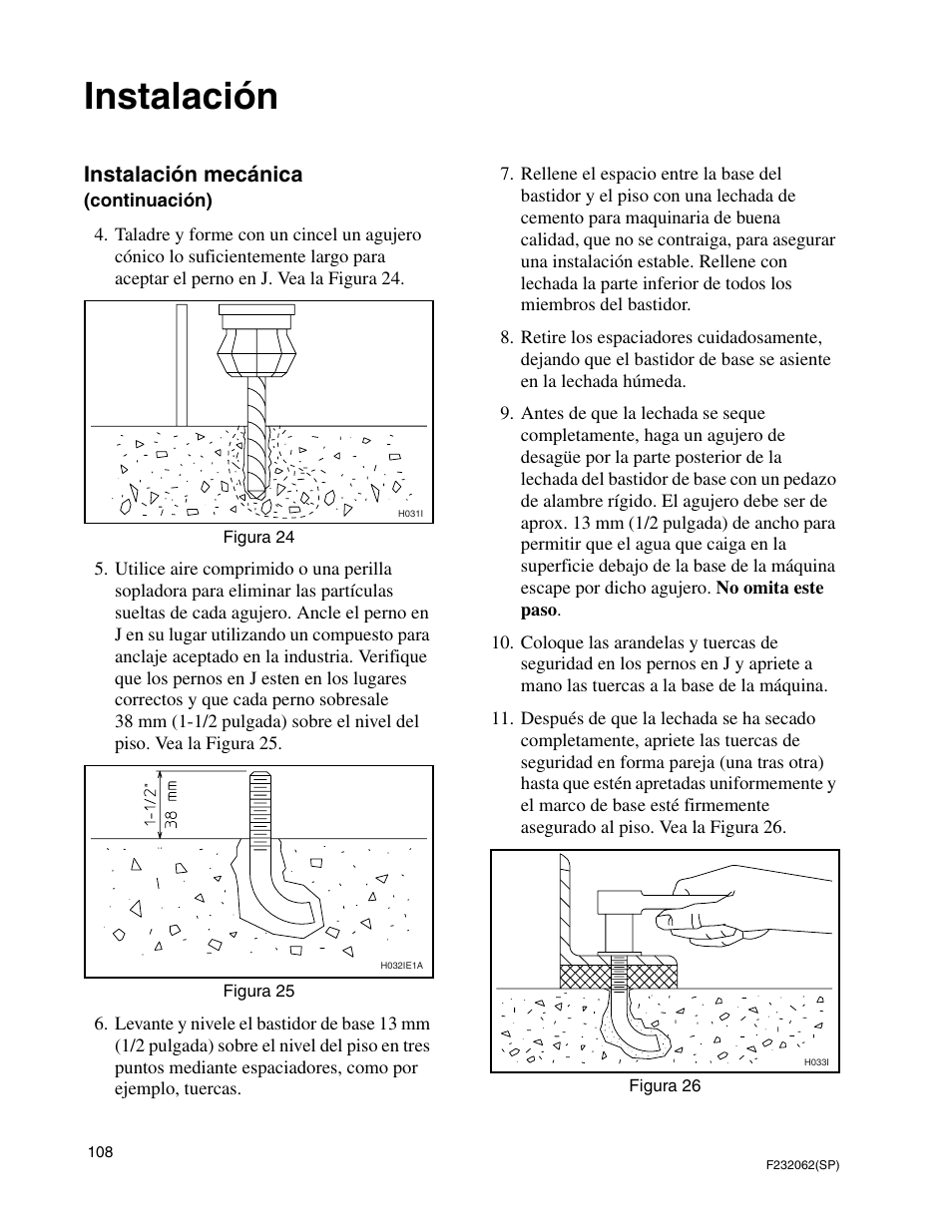 Instalación, Instalación mecánica | Alliance Laundry Systems HC35 User Manual | Page 110 / 150
