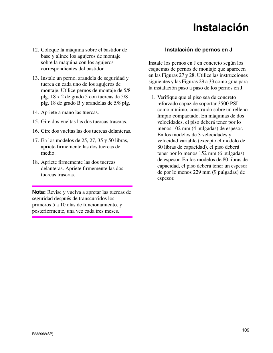 Instalación | Alliance Laundry Systems HC35 User Manual | Page 111 / 150