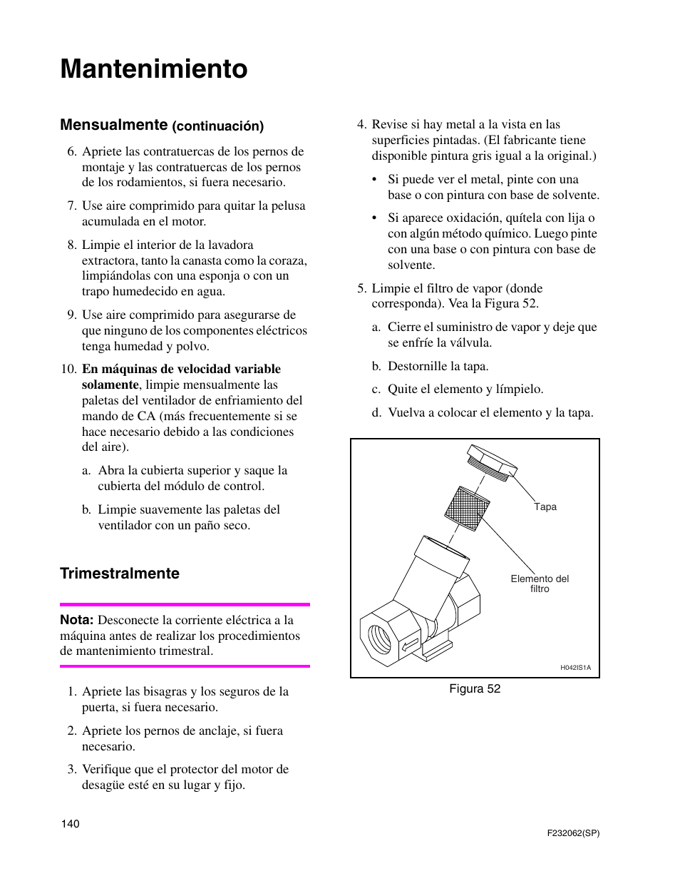 Mantenimiento | Alliance Laundry Systems HC35 User Manual | Page 142 / 150