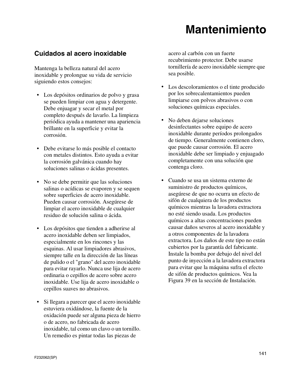 Mantenimiento | Alliance Laundry Systems HC35 User Manual | Page 143 / 150