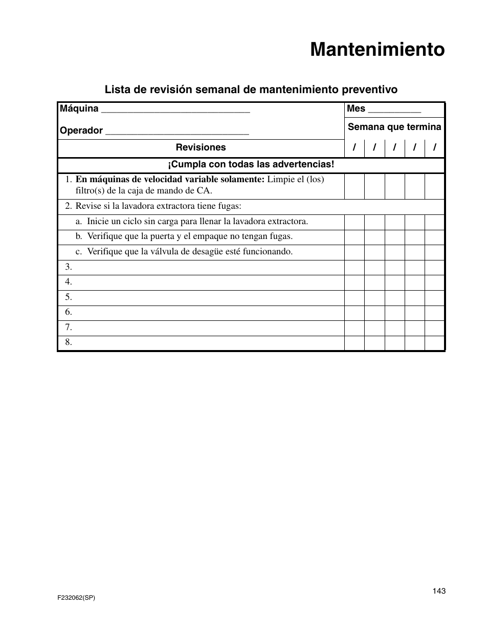 Mantenimiento | Alliance Laundry Systems HC35 User Manual | Page 145 / 150