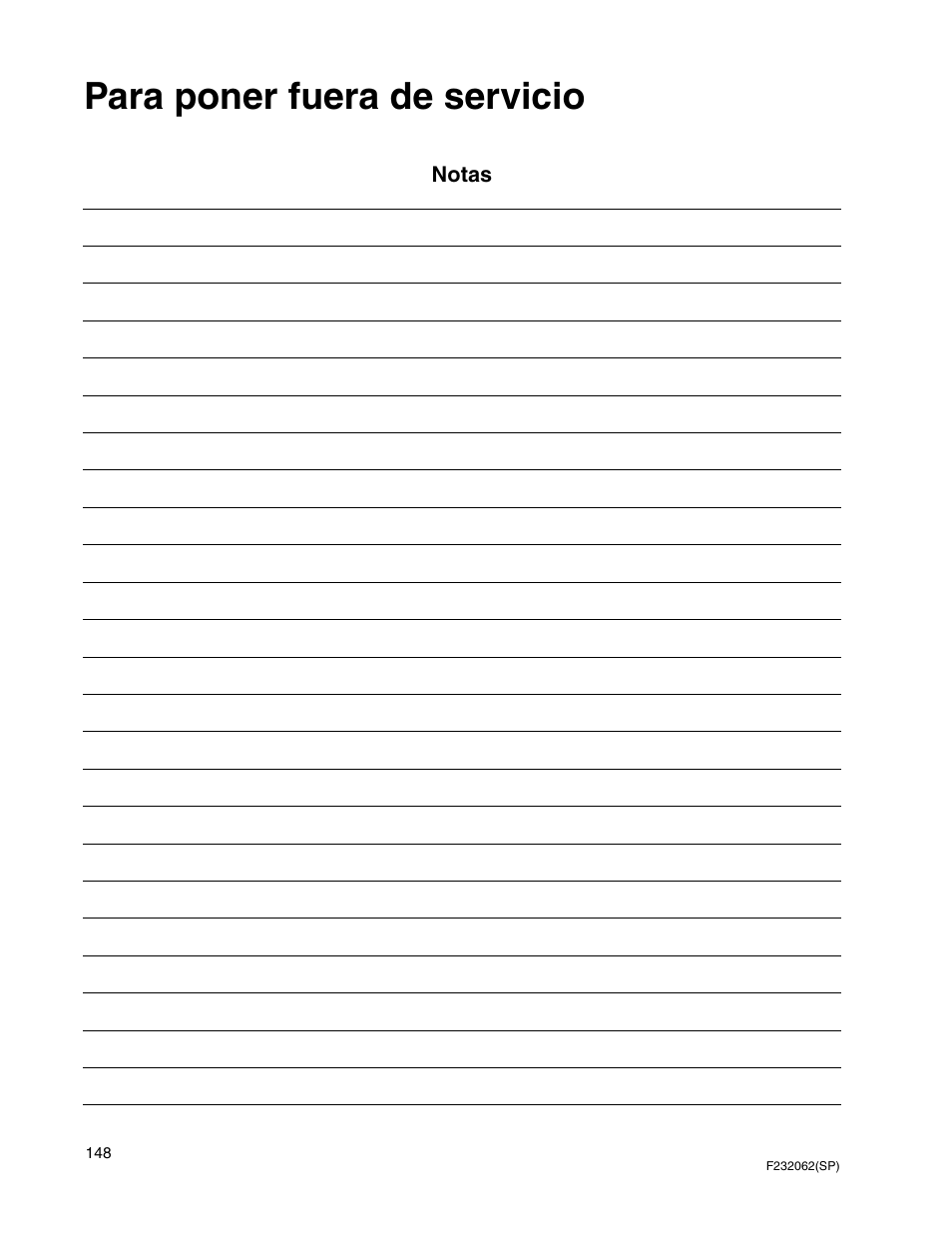Para poner fuera de servicio | Alliance Laundry Systems HC35 User Manual | Page 150 / 150
