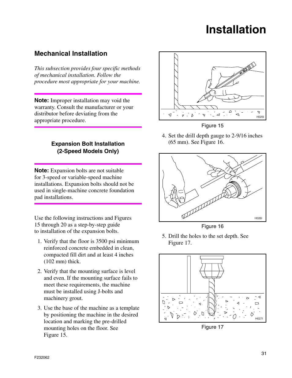 Installation, Mechanical installation | Alliance Laundry Systems HC35 User Manual | Page 33 / 150