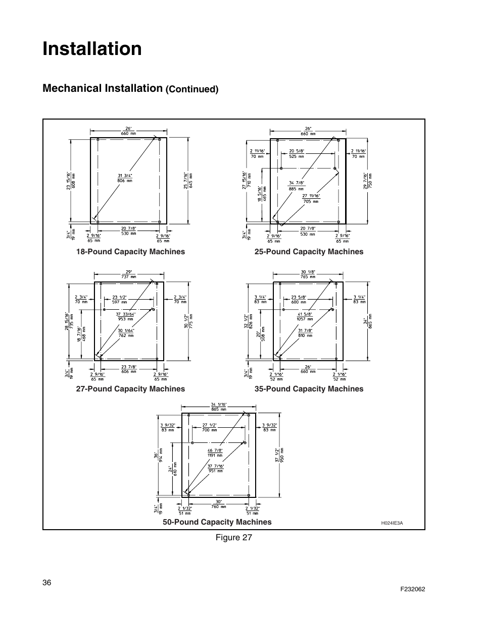 Installation, Mechanical installation | Alliance Laundry Systems HC35 User Manual | Page 38 / 150