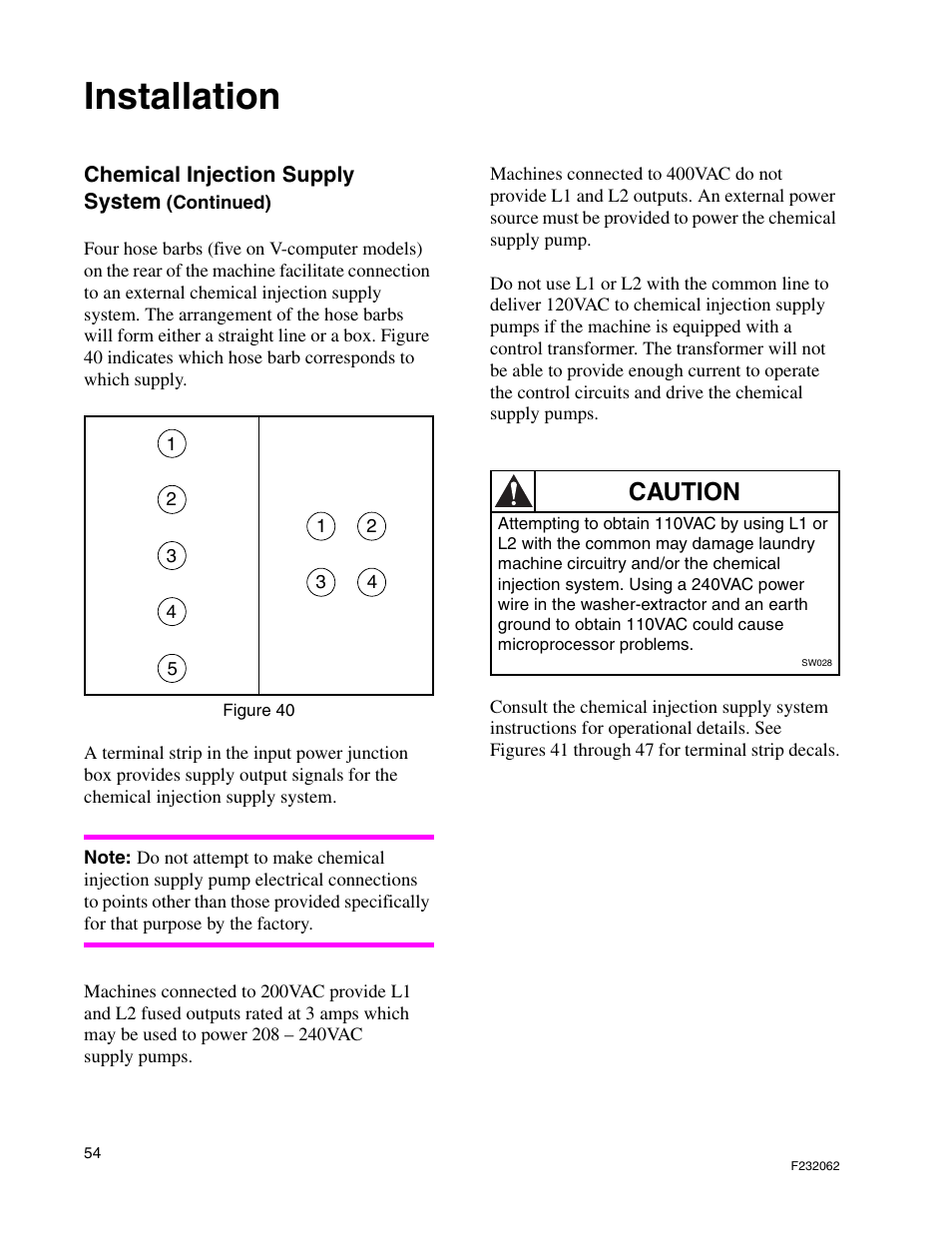 Installation, Caution | Alliance Laundry Systems HC35 User Manual | Page 56 / 150