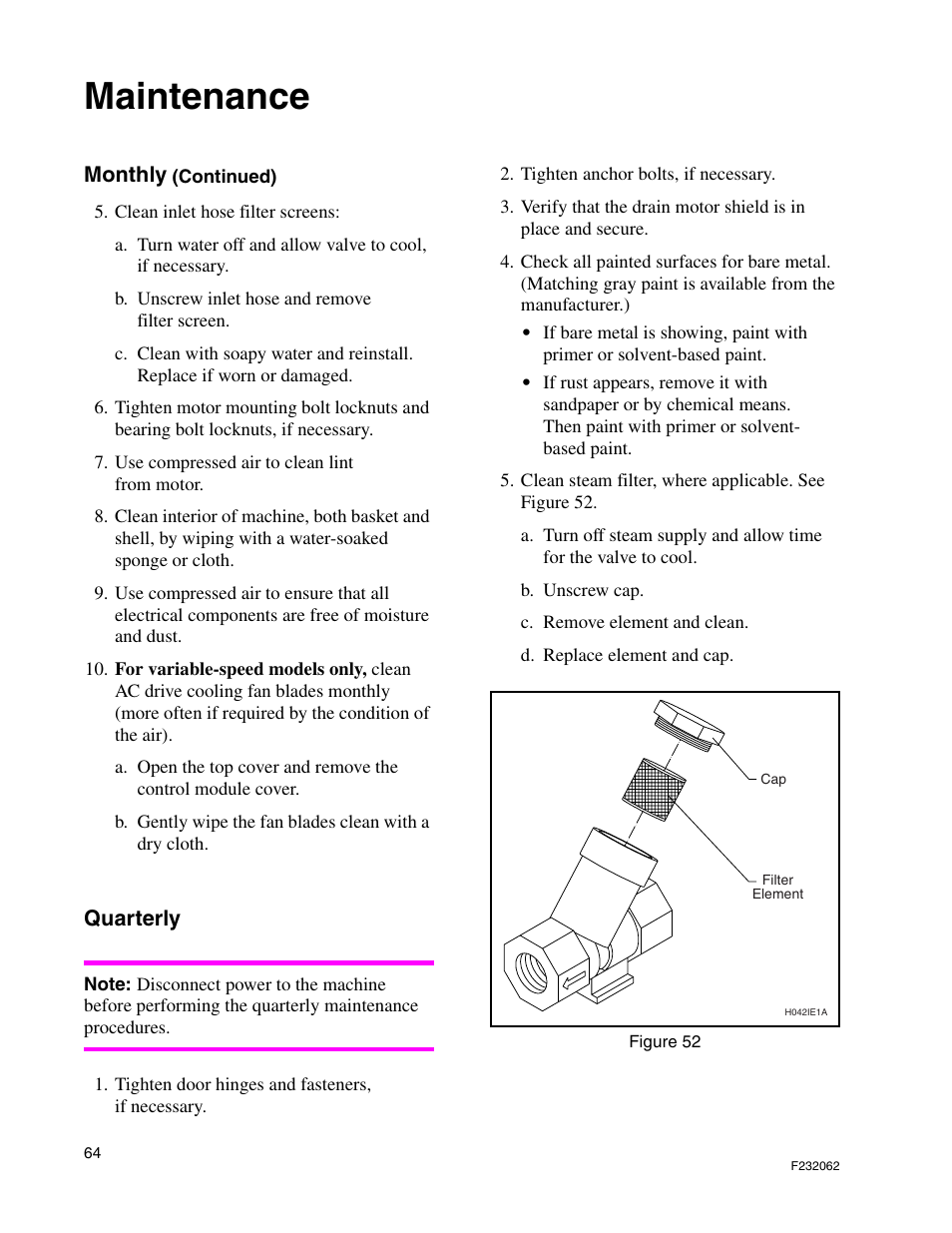 Maintenance | Alliance Laundry Systems HC35 User Manual | Page 66 / 150