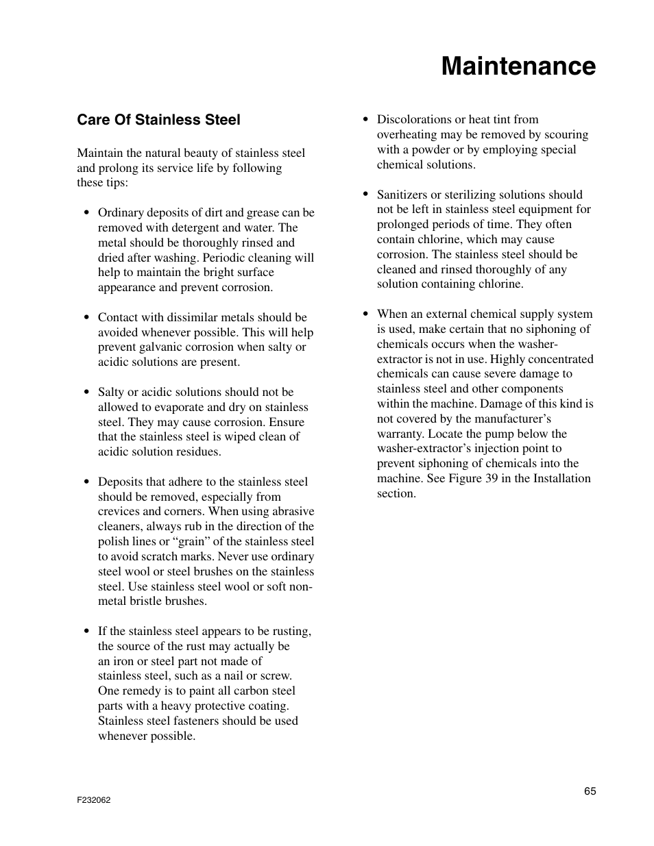 Maintenance | Alliance Laundry Systems HC35 User Manual | Page 67 / 150