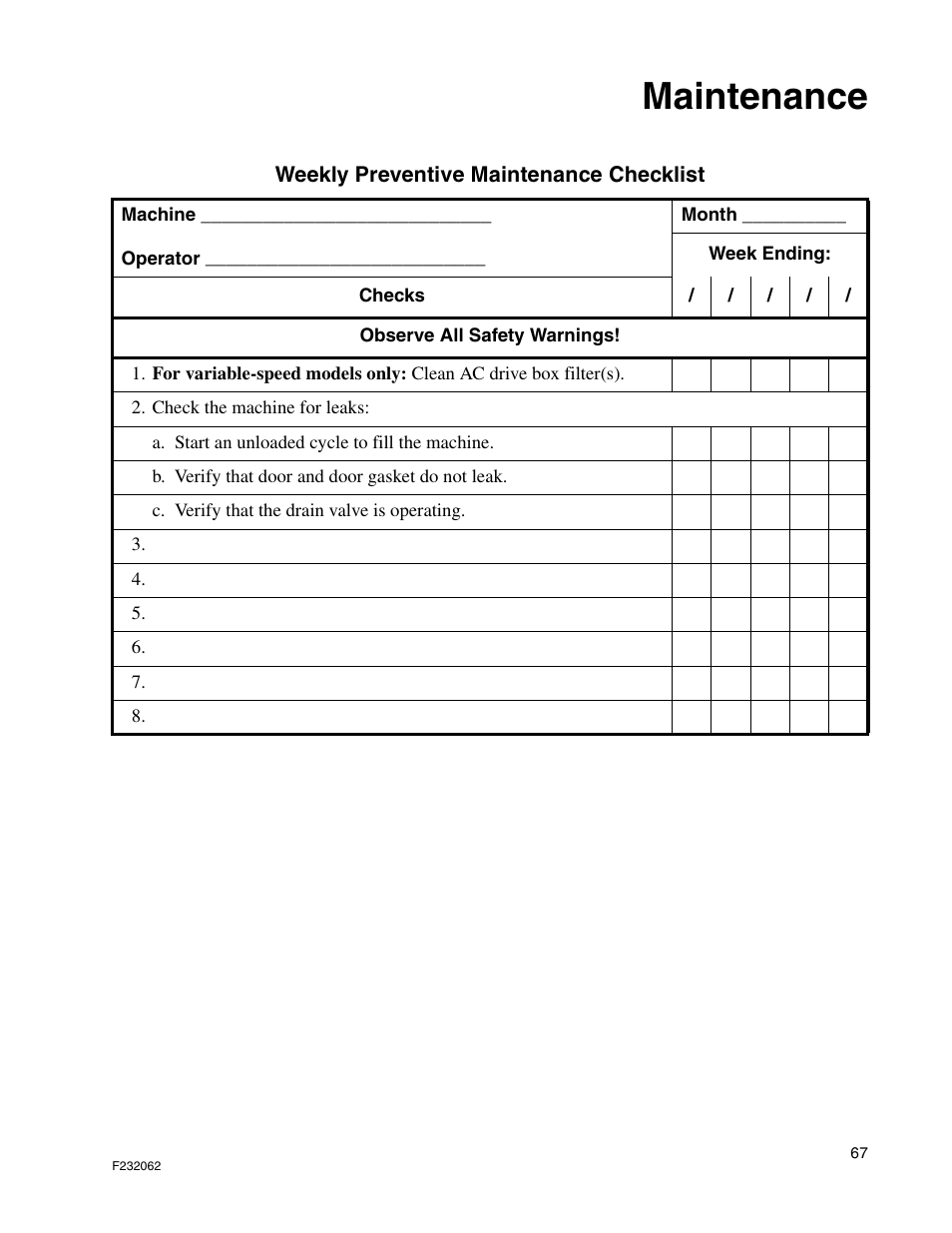 Maintenance | Alliance Laundry Systems HC35 User Manual | Page 69 / 150