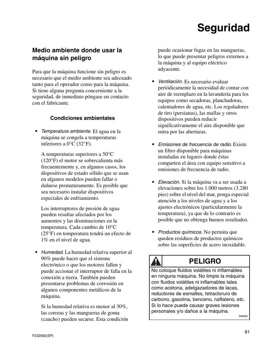 Seguridad, Peligro | Alliance Laundry Systems HC35 User Manual | Page 83 / 150