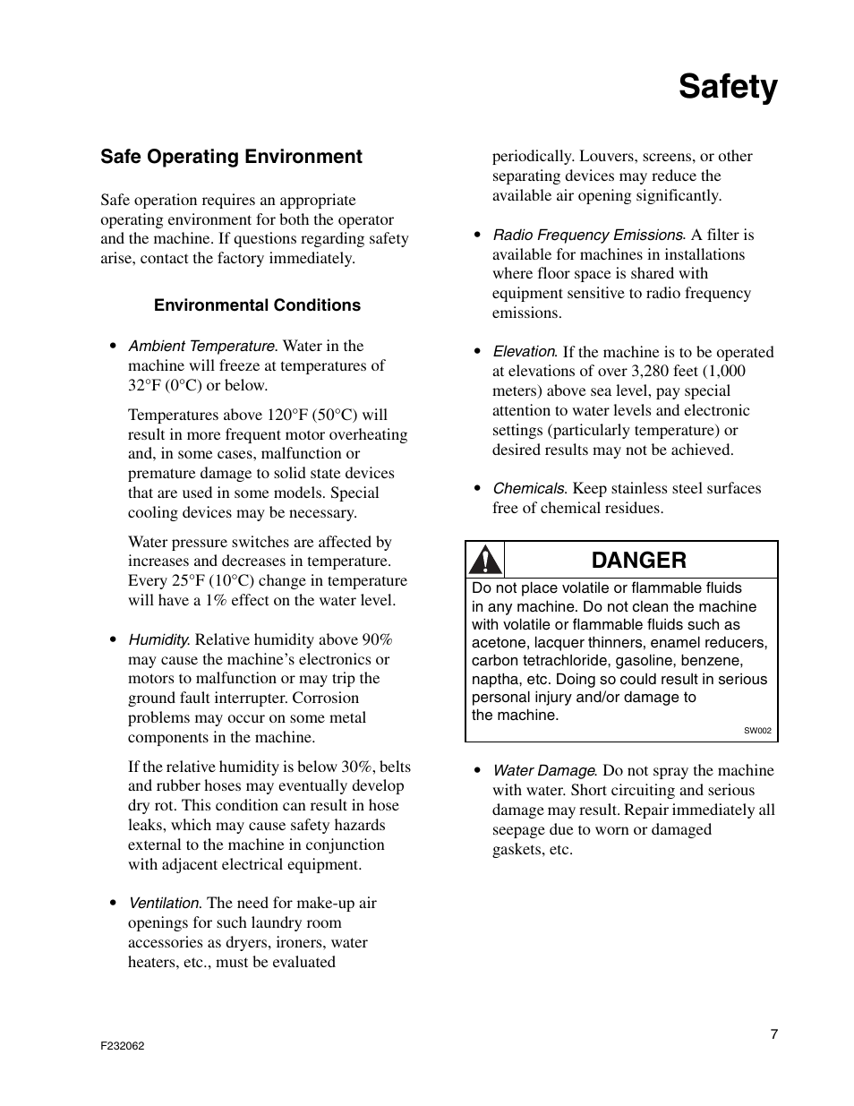 Safety, Danger | Alliance Laundry Systems HC35 User Manual | Page 9 / 150