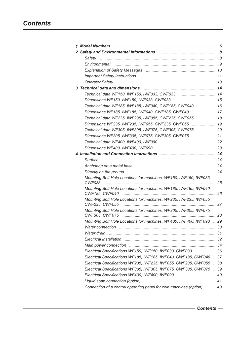 Alliance Laundry Systems WF150 User Manual | Page 3 / 52