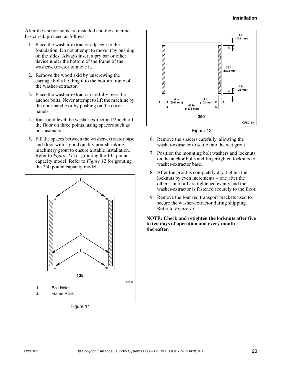 Alliance Laundry Systems UF250PV Tilt User Manual | Page 25 / 100