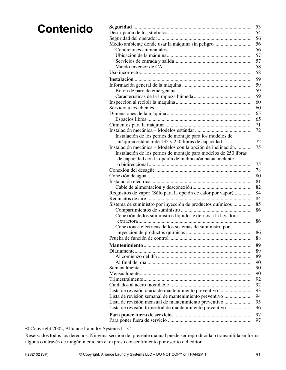 Alliance Laundry Systems UF250PV Tilt User Manual | Page 53 / 100