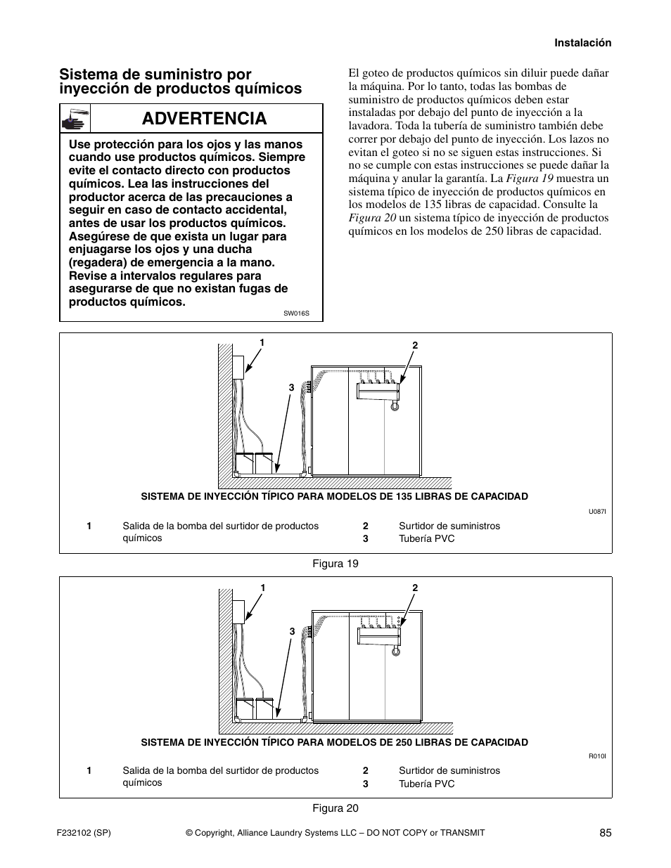 Advertencia | Alliance Laundry Systems UF250PV Tilt User Manual | Page 87 / 100