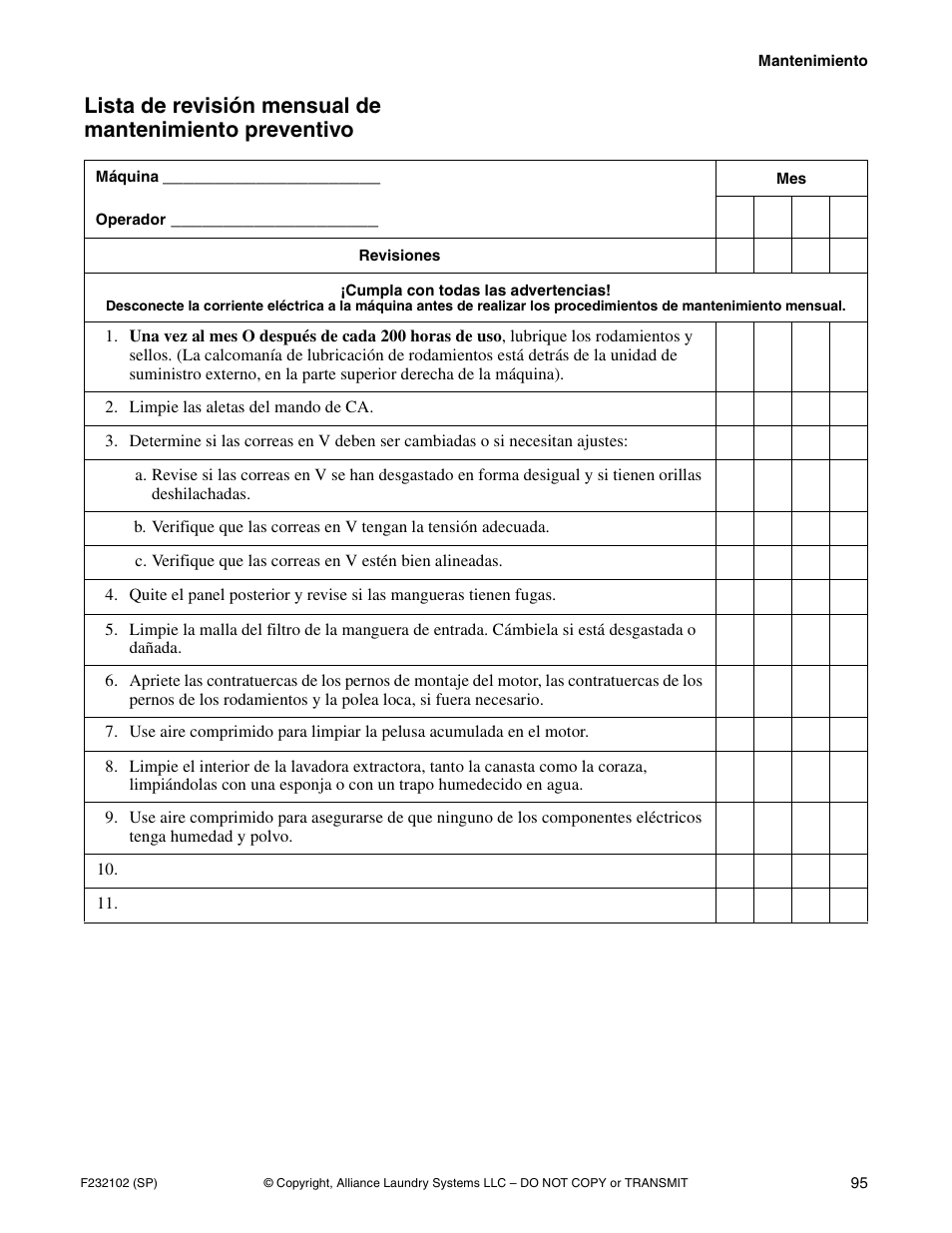 Alliance Laundry Systems UF250PV Tilt User Manual | Page 97 / 100