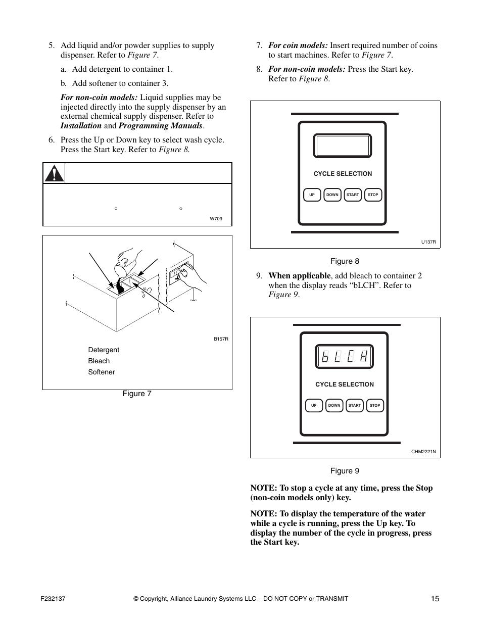 Warning | Alliance Laundry Systems HC18PC2 User Manual | Page 17 / 24