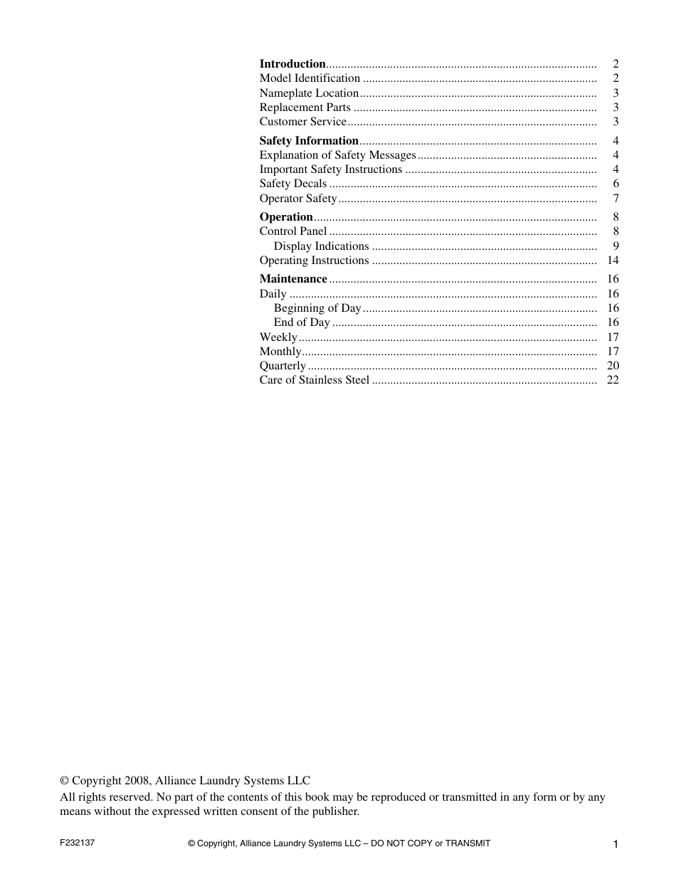 Alliance Laundry Systems HC18PC2 User Manual | Page 3 / 24