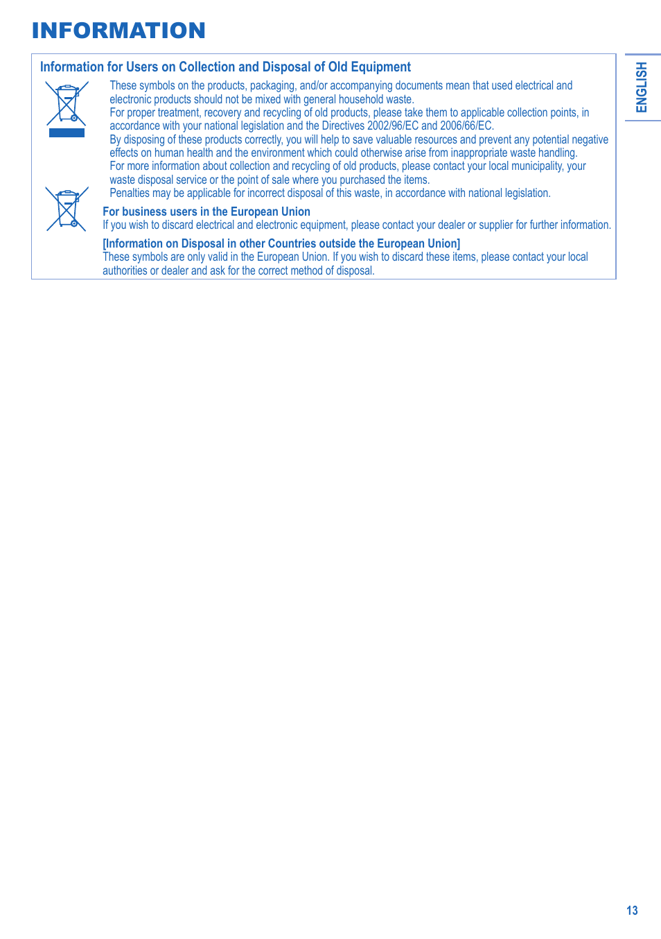 Information | Panasonic LA16MI User Manual | Page 13 / 52