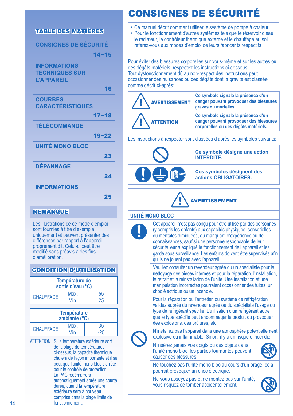Consignes de sécurité | Panasonic LA16MI User Manual | Page 14 / 52
