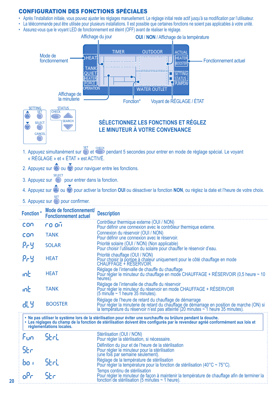 Configuration des fonctions spéciales | Panasonic LA16MI User Manual | Page 20 / 52