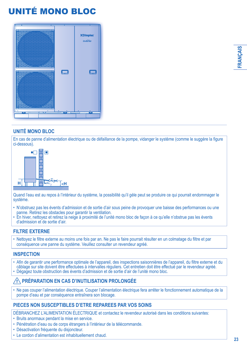 Unité mono bloc | Panasonic LA16MI User Manual | Page 23 / 52