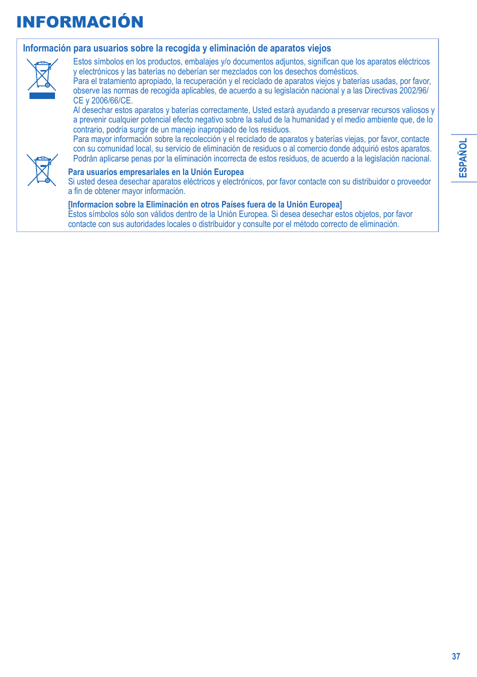 Información | Panasonic LA16MI User Manual | Page 37 / 52