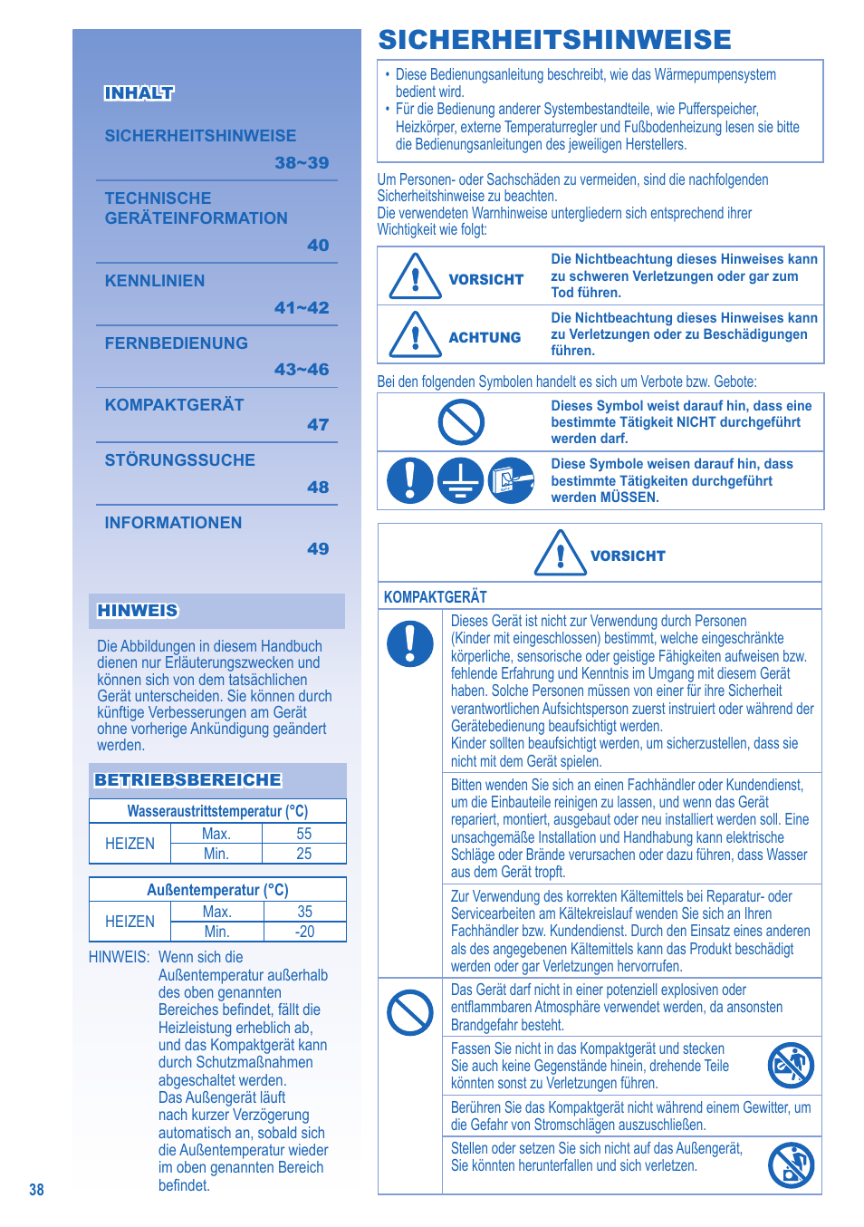 Sicherheitshinweise | Panasonic LA16MI User Manual | Page 38 / 52