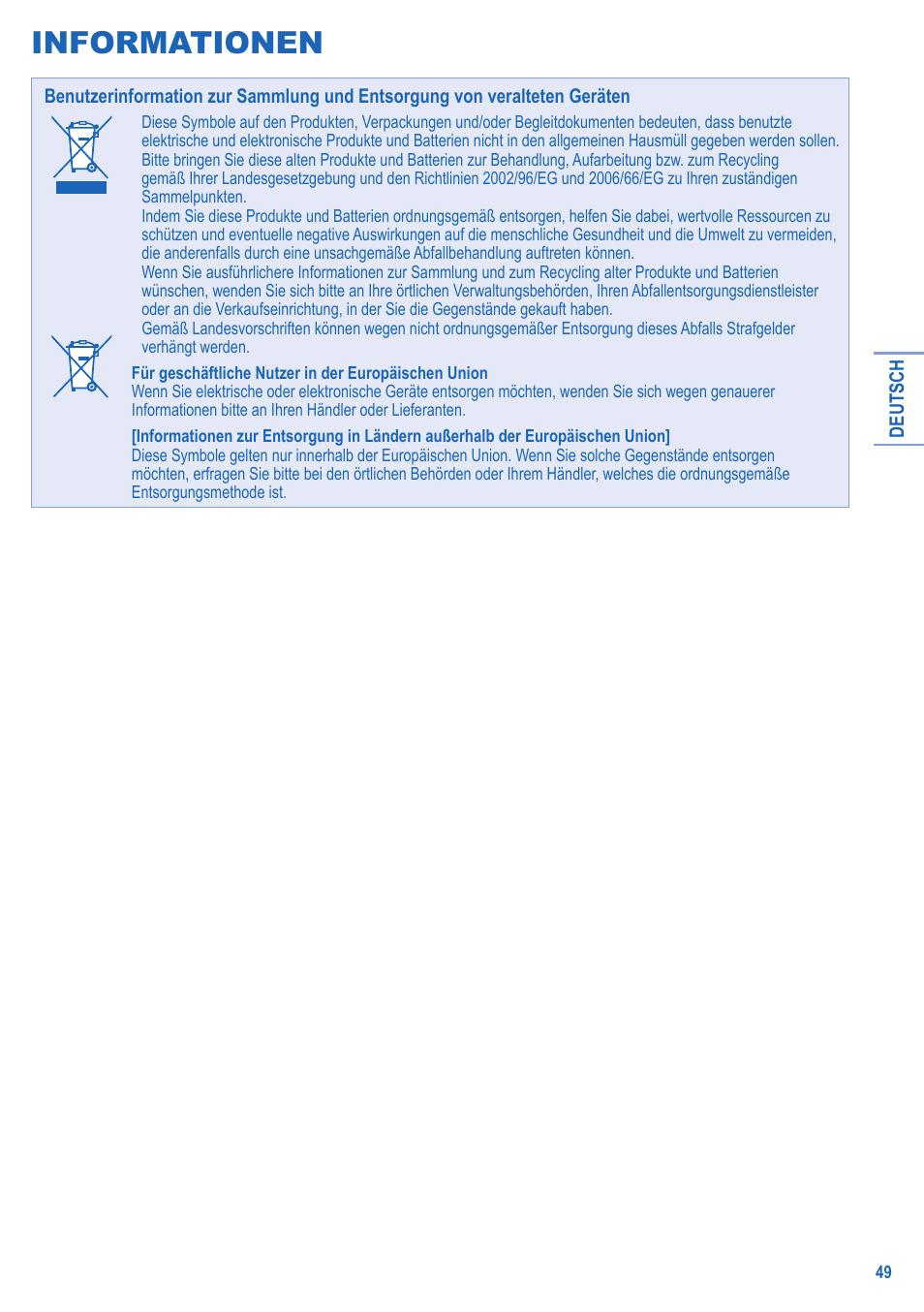 Informationen | Panasonic LA16MI User Manual | Page 49 / 52