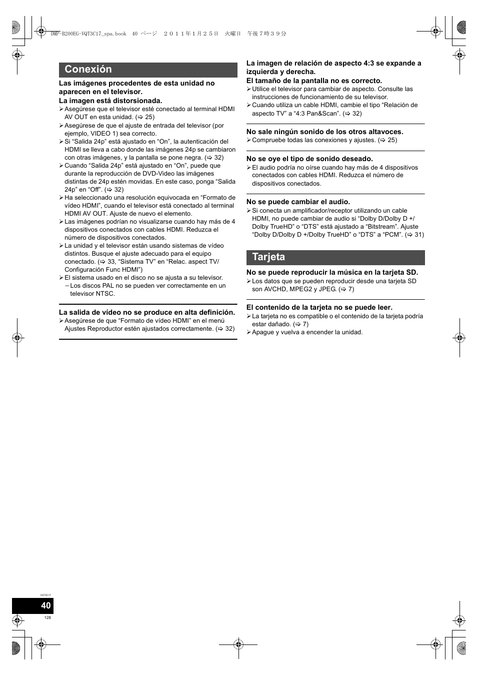 Conexión tarjeta | Panasonic DMPB200EG User Manual | Page 128 / 196