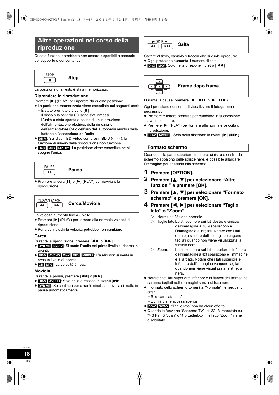 Altre operazioni nel corso della riproduzione | Panasonic DMPB200EG User Manual | Page 150 / 196