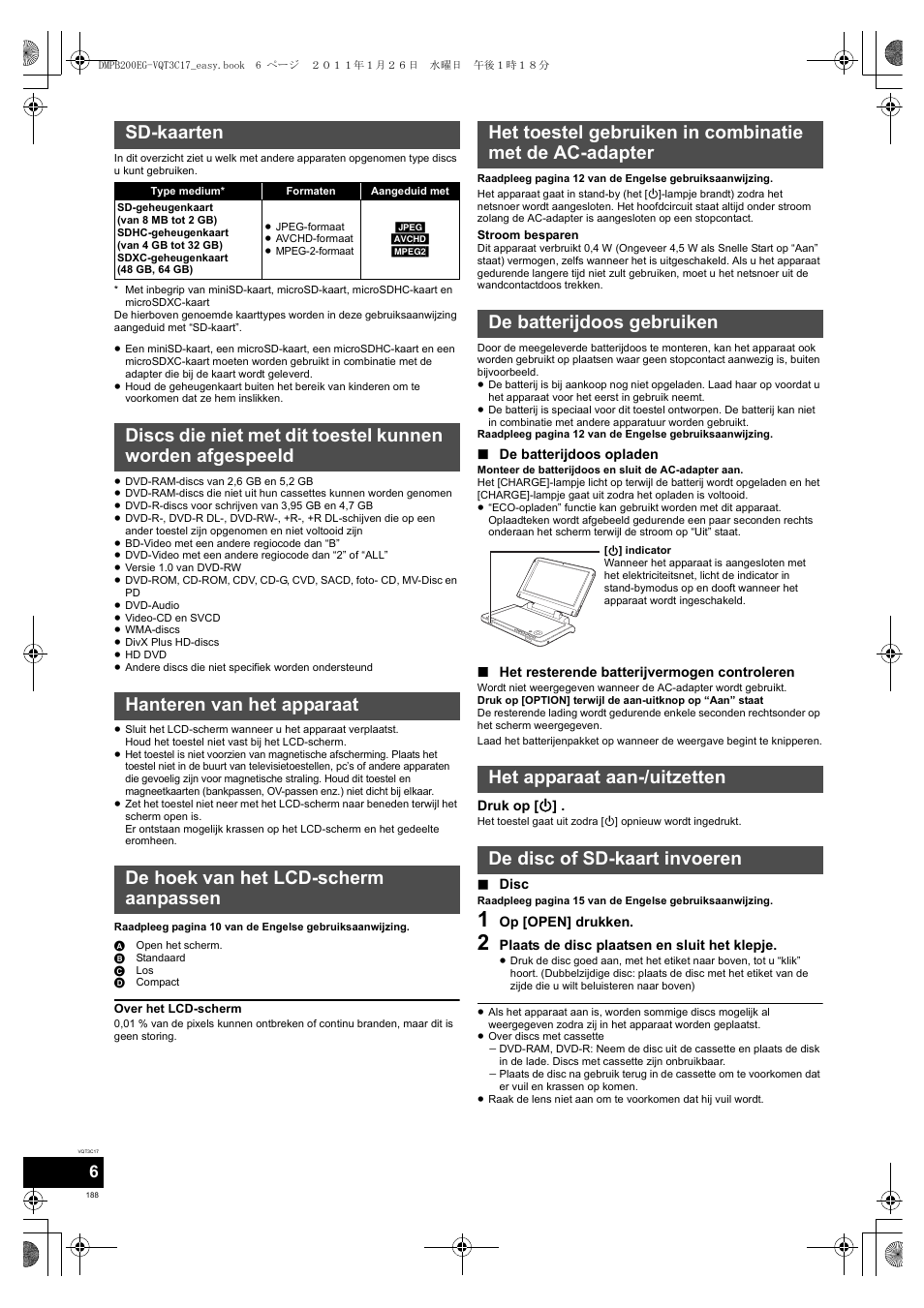 Sd-kaarten | Panasonic DMPB200EG User Manual | Page 188 / 196