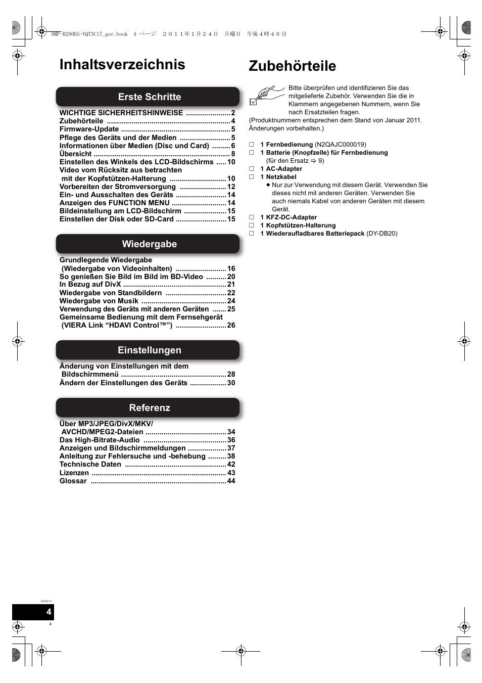 Panasonic DMPB200EG User Manual | Page 4 / 196