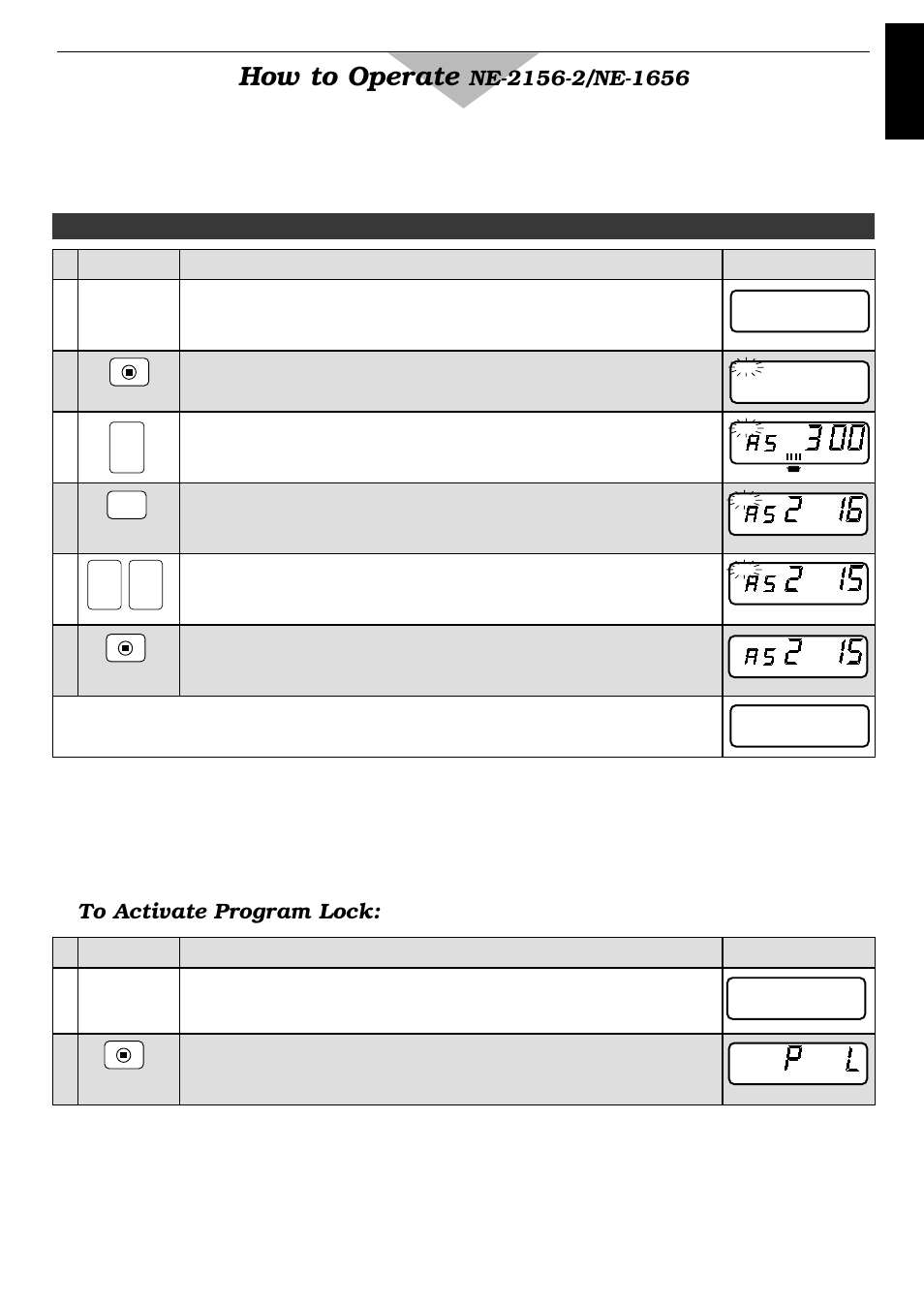 How to operate, E. program lock, D. programming double or treble quantity pad | 9 - english | Panasonic NE2156 User Manual | Page 11 / 128