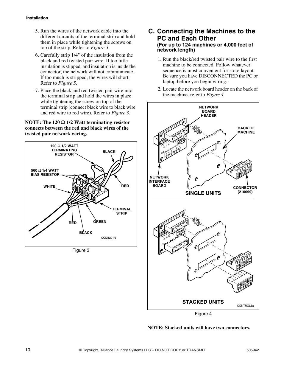 Single units stacked units, Figure 3, Figure 4 | Alliance Laundry Systems NK101 User Manual | Page 12 / 26