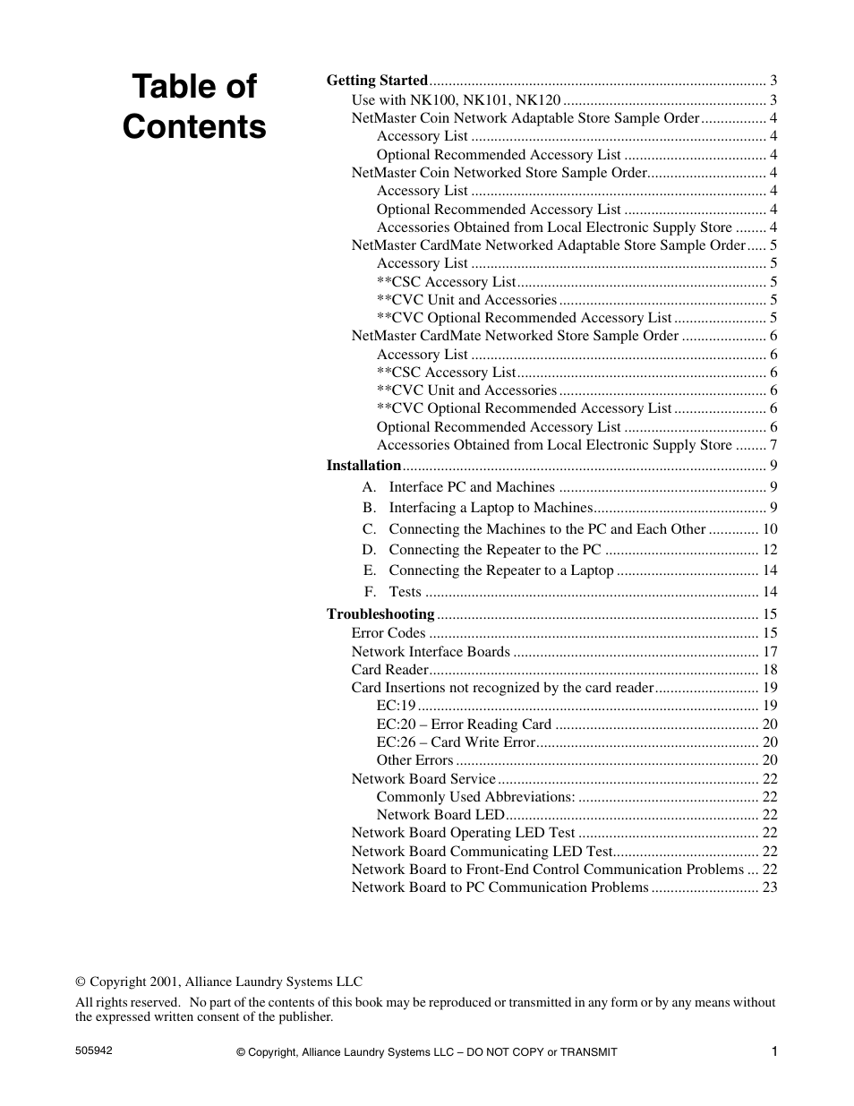 Alliance Laundry Systems NK101 User Manual | Page 3 / 26