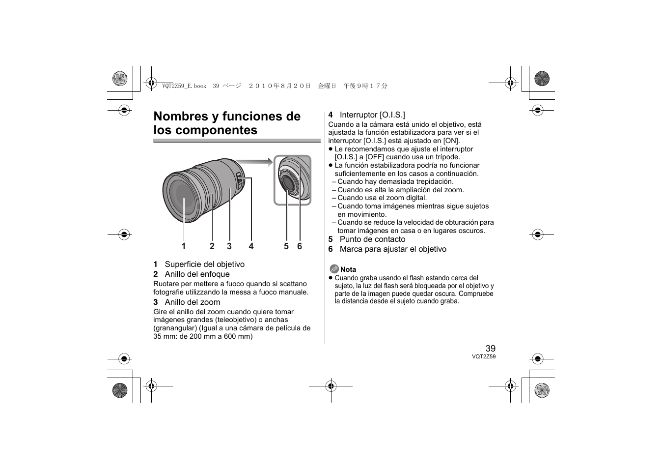 Nombres y funciones de los componentes | Panasonic HFS100300E User Manual | Page 39 / 72