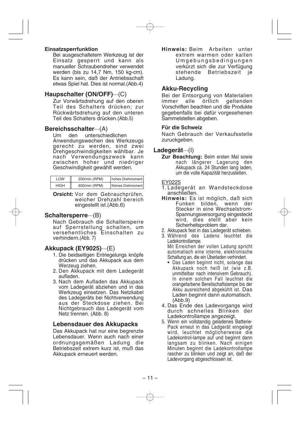 Panasonic EY6225C User Manual | Page 11 / 51