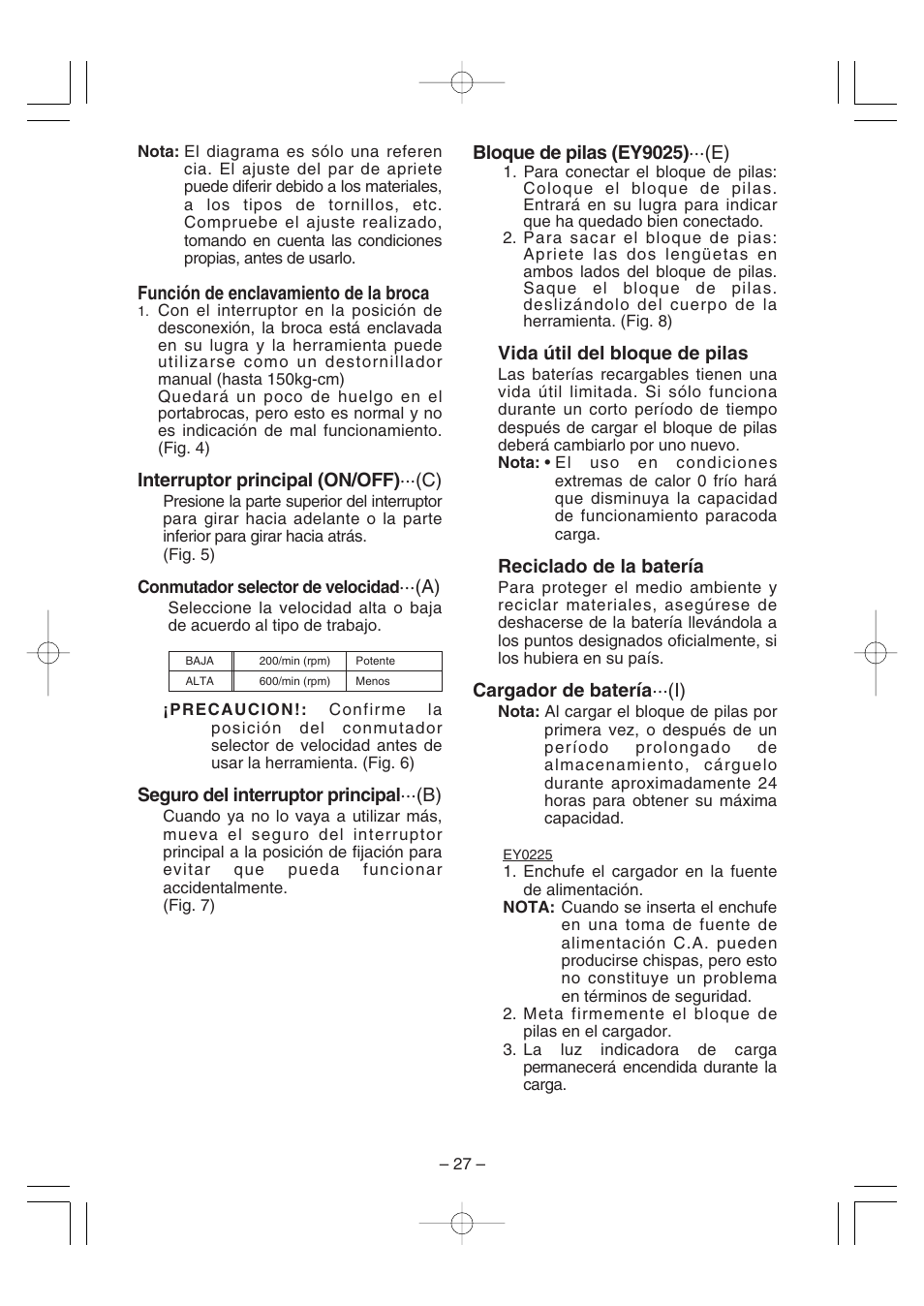 Panasonic EY6225C User Manual | Page 27 / 51