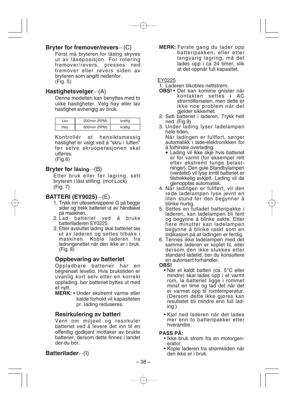 Panasonic EY6225C User Manual | Page 38 / 51