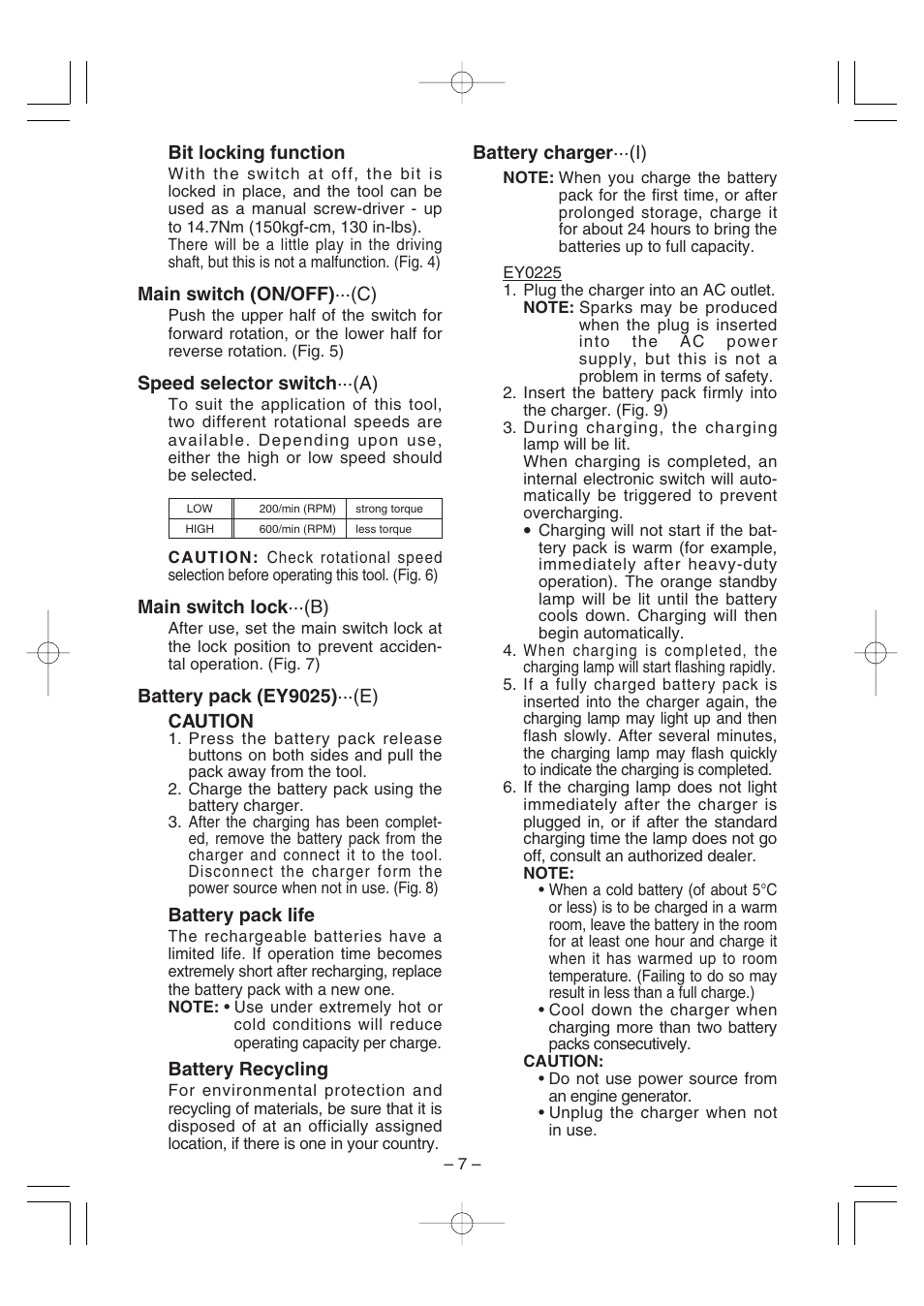 Panasonic EY6225C User Manual | Page 7 / 51
