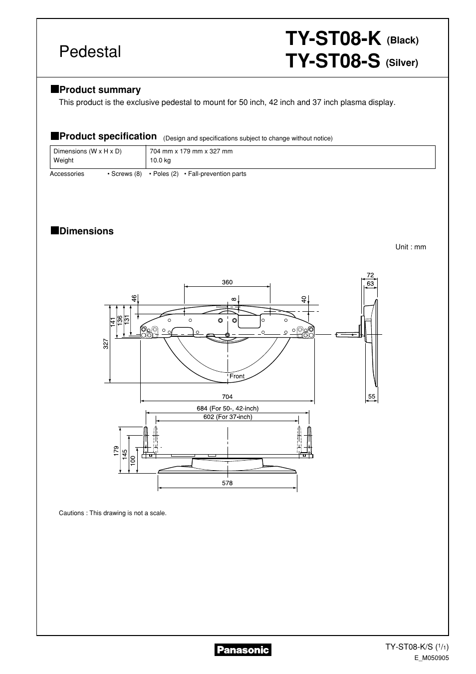 Panasonic TYST08 User Manual | 1 page