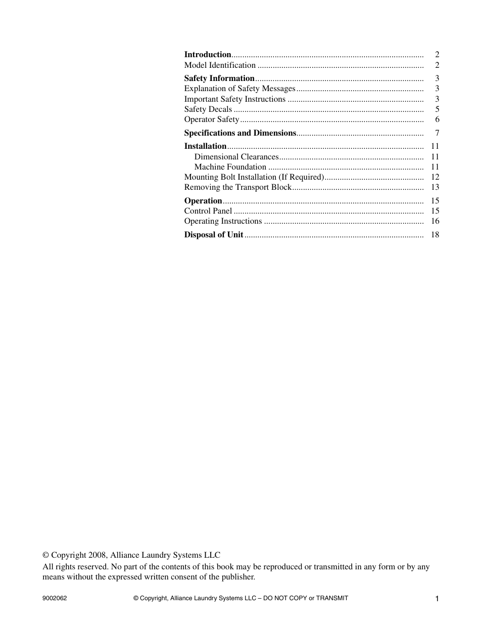 Alliance Laundry Systems NX30BVXA7 User Manual | Page 3 / 20