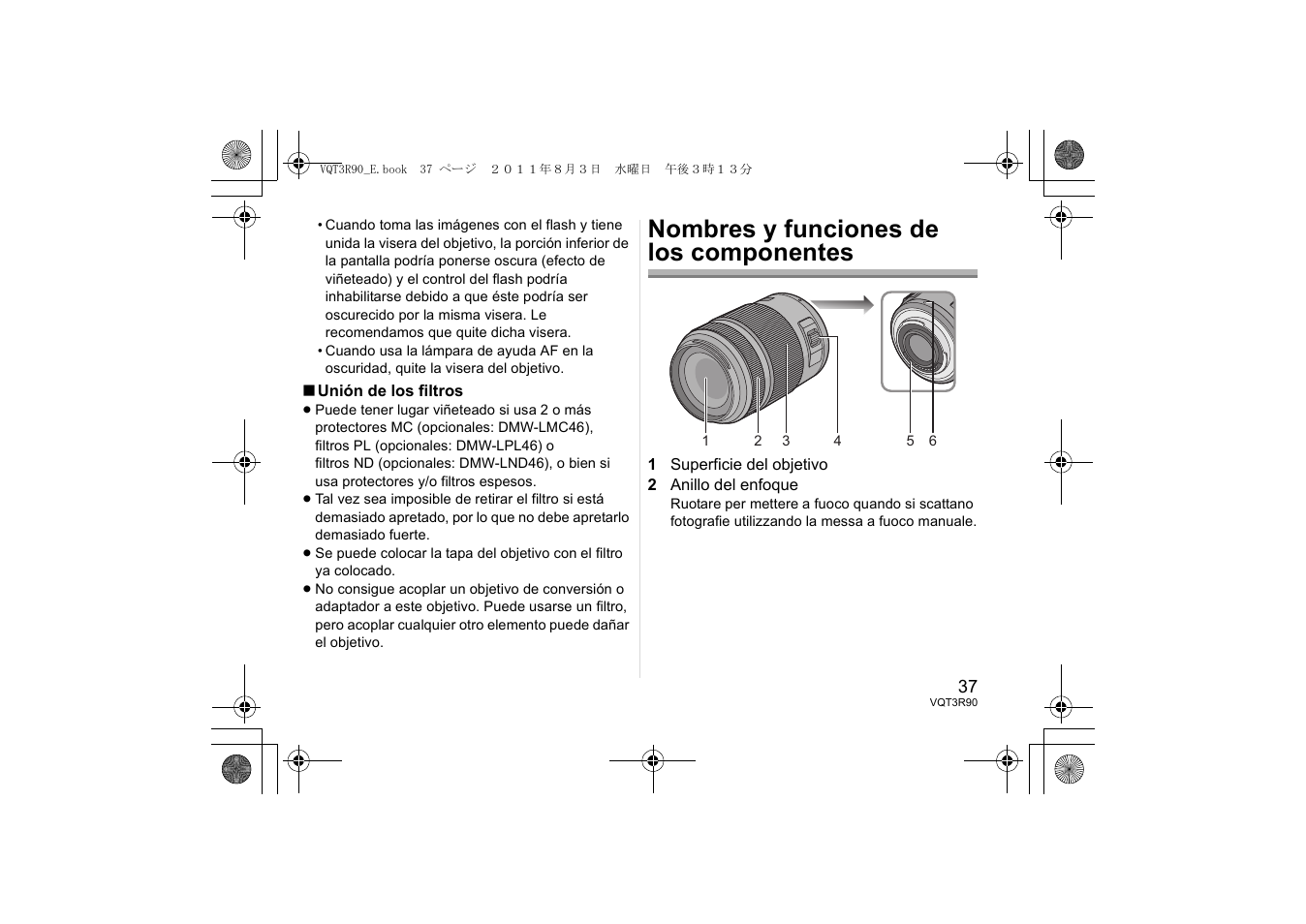 Nombres y funciones de los componentes | Panasonic HPS45175E User Manual | Page 37 / 72