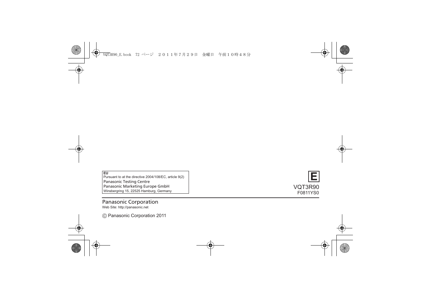 Panasonic HPS45175E User Manual | Page 72 / 72