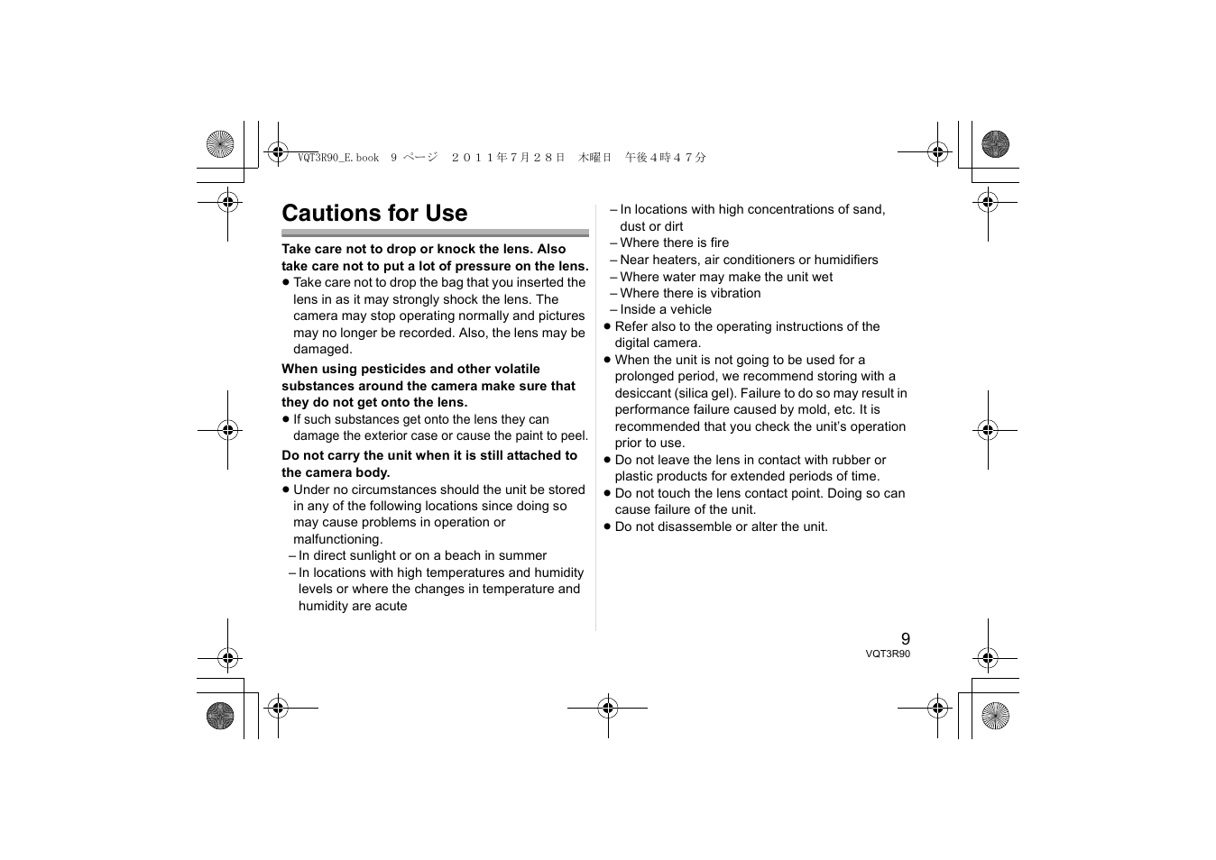 Cautions for use | Panasonic HPS45175E User Manual | Page 9 / 72