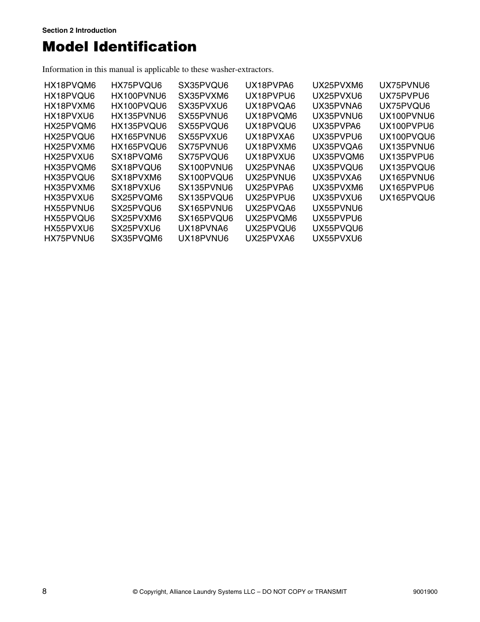 Model identification | Alliance Laundry Systems HX User Manual | Page 10 / 78