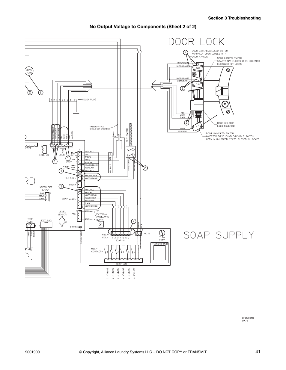 No output voltage to components (sheet 2 of 2) | Alliance Laundry Systems HX User Manual | Page 43 / 78